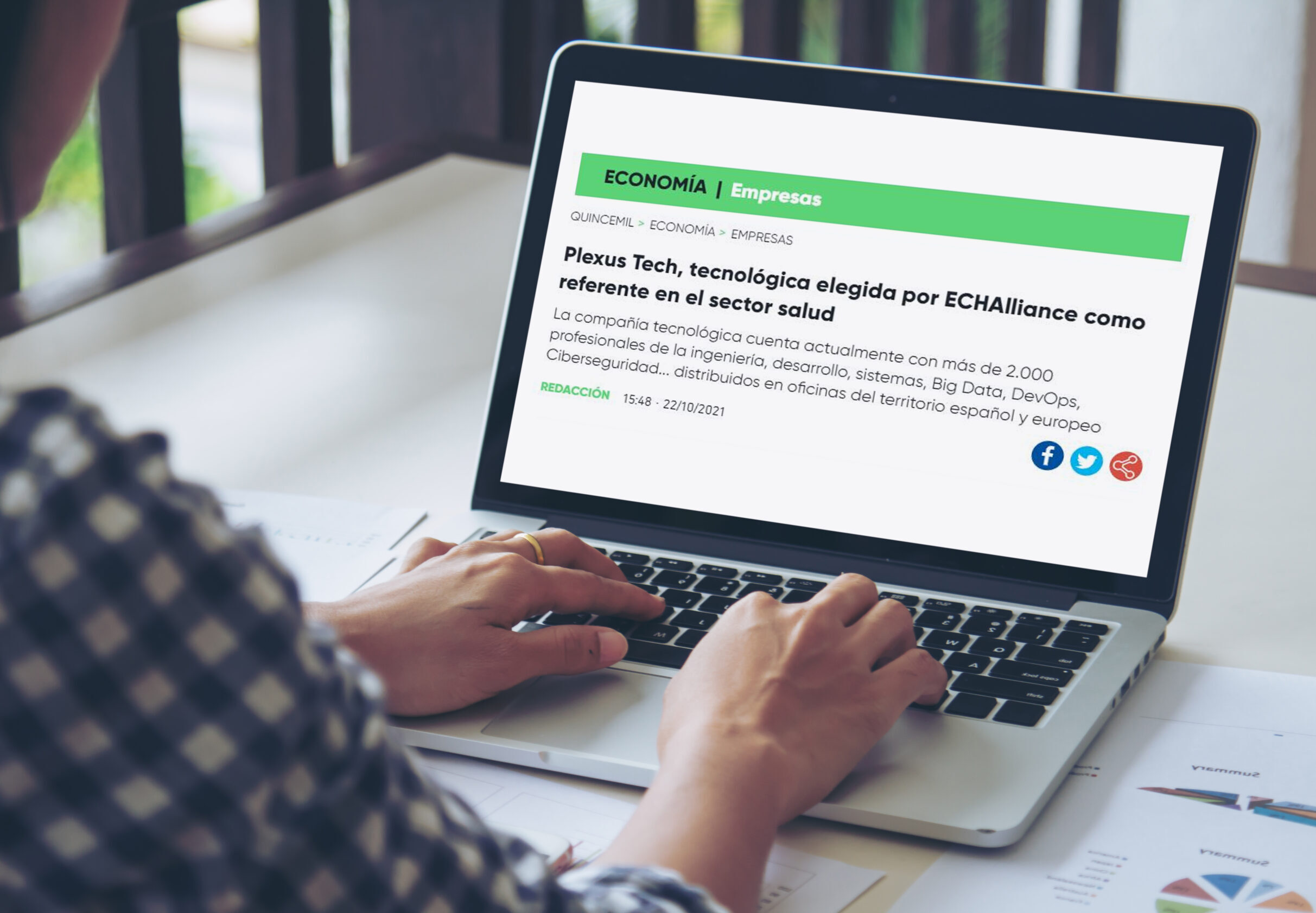 Noticia en Quincemil: Plexus Tech, tecnológica elegida por ECHAlliance como referente del sector salud