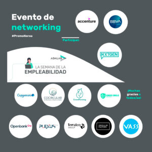 Flyer of the Women's Employability Week, Adalab networking event.