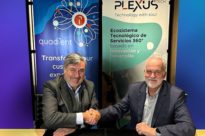 Plexus Tech y Quadient refuerzan su alianza. Firma del acuerdo de partnership con Antonio Agrasar, Fundador y CEO de Plexus Tech; y Mike Davies, nuestro compromiso”, afirmó Mike Davies, VP de Ventas y Operaciones, CXM ROE en Quadient.