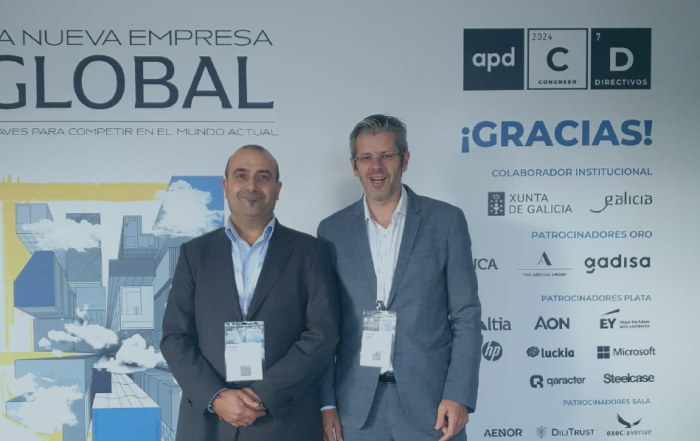 Rodrigo Rodríguez-Navas y Cristóbal Ramos, directores de Plexus Tech, en el séptimo Congreso Nacional de APD.
